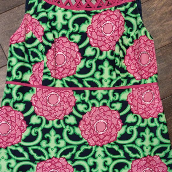 Lilly Pulitzer Jacqueline Silk Floral Navy Private Property Dress SIZE 8 - Picture 8 of 8